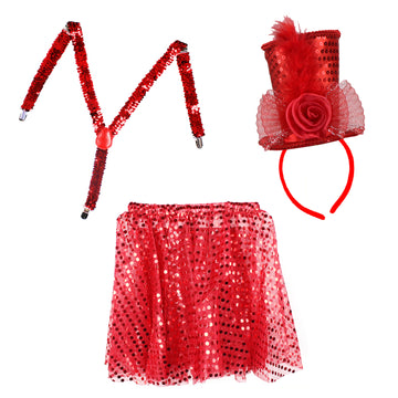 Kids/Adults Christmas Sequin Costume Kit (Red)