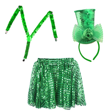 Kids/Adults Christmas Sequin Costume Kit (Green)