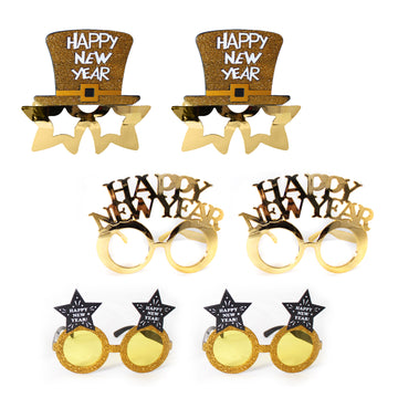 New Years Eve Glasses Photo Prop Kit (6 pack)