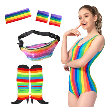 Rainbow 80s Girl Costume Kit