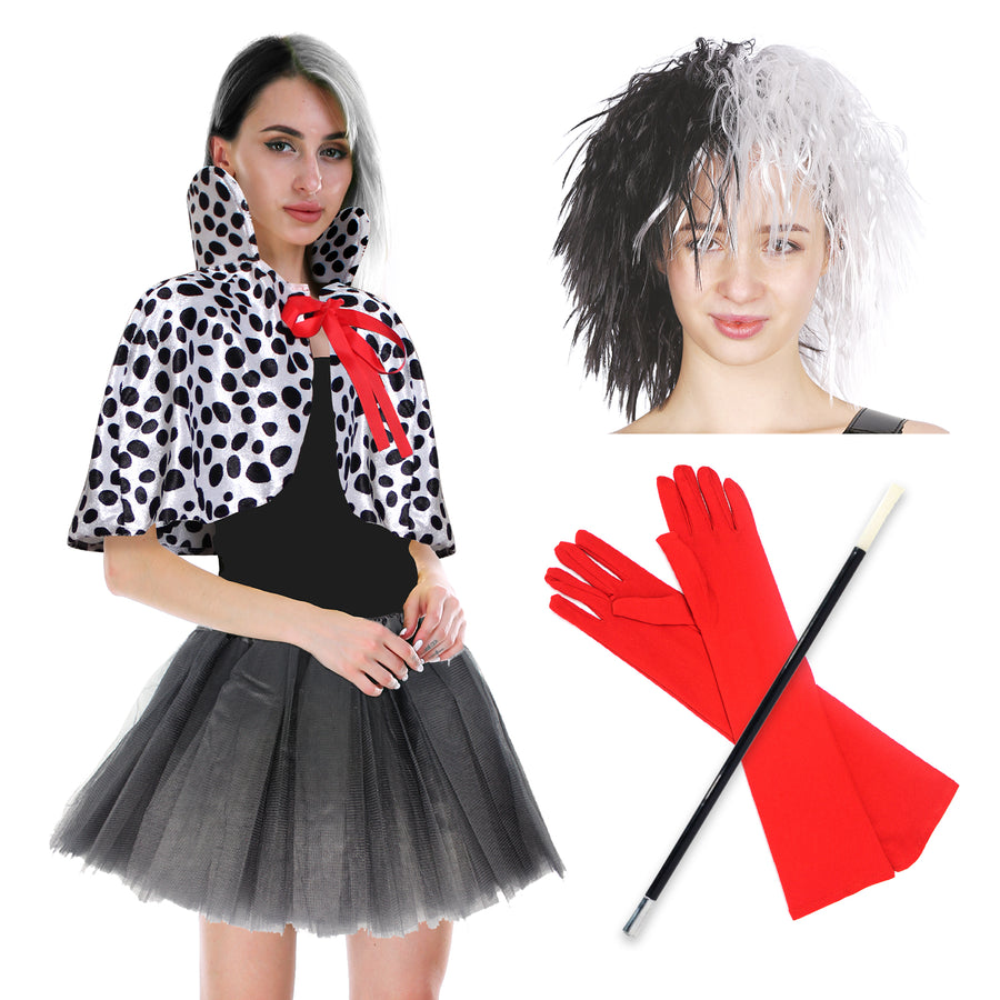 Deluxe Cruel Dalmatian Lady Costume Kit (Kids/Adult)