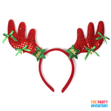 Sparkly Red Reindeer Ears Christmas Headband