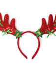 Sparkly Red Reindeer Ears Christmas Headband