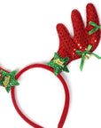Sparkly Red Reindeer Ears Christmas Headband