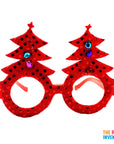 Sparkly Red Christmas Tree Party Glasses