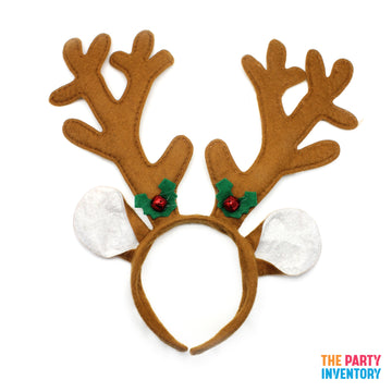 Brown Reindeer Ears Christmas Headband with Bells