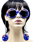 Australian Flag Party Glasses with Earrings