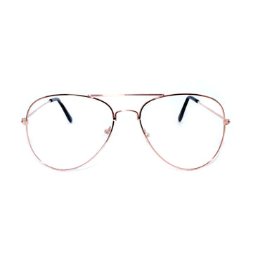 Aviator Party Glasses (Rose Gold Frame with Clear Lens)