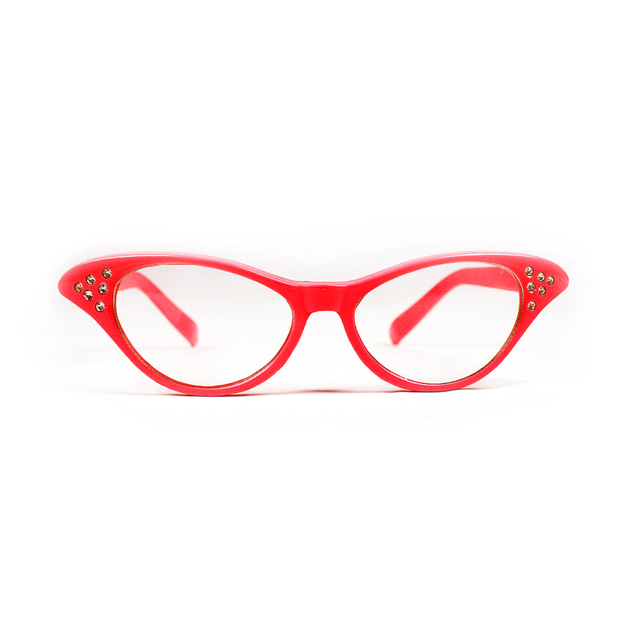 Red 50's Diamonte Party Glasses