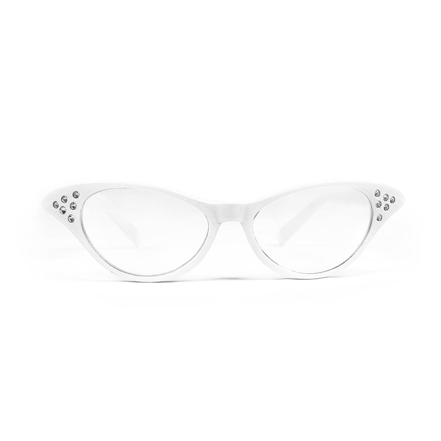 White 50's Diamonte Party Glasses