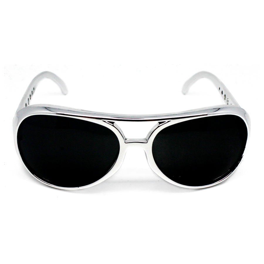 Metallic Silver Elvis Party Glasses