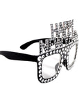 Happy New Year Bling Party Glasses (Black & Silver)