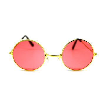 Red Lens Hippie Party Glasses with Gold Rim