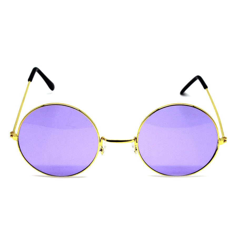 Purple Lens Hippie Party Glasses with Gold Rim