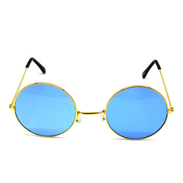Blue Lens Hippie Party Glasses with Gold Rim