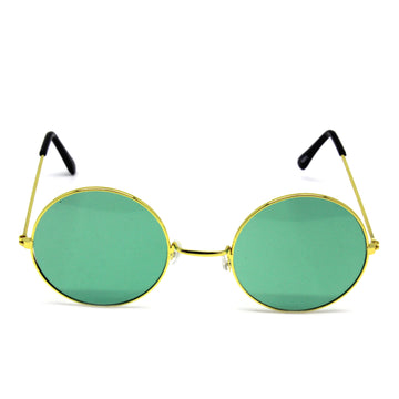 Green Lens Hippie Party Glasses with Gold Rim