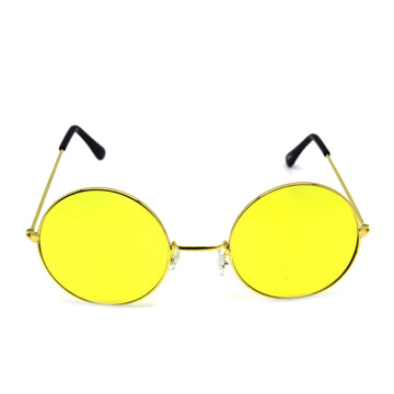 Yellow Lens Hippie Party Glasses with Gold Rim