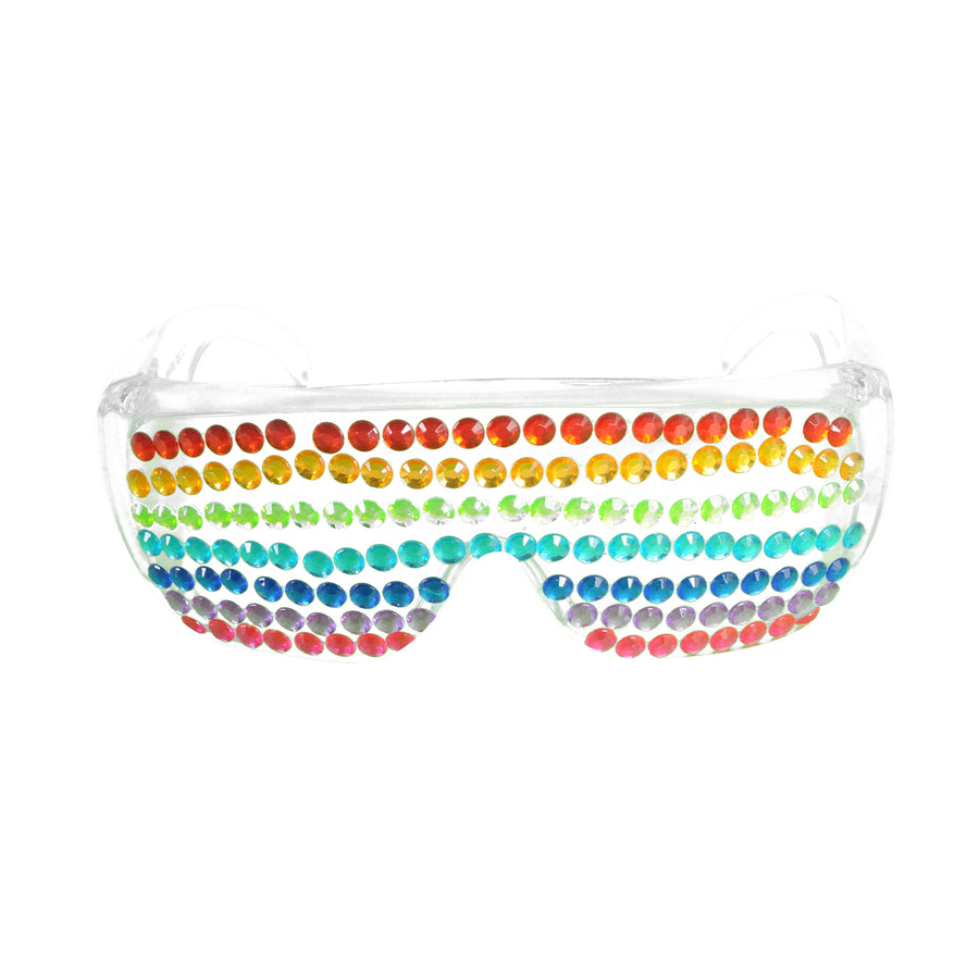 Bedazzled Diamanté Glasses (Rainbow Lines)