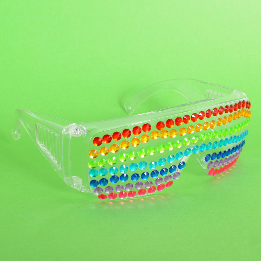 Bedazzled Diamanté Glasses (Rainbow Lines)
