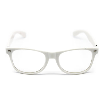 White Wayfarer Party Glasses with Clear Lens