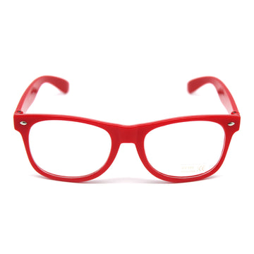 Red Wayfarer Party Glasses with Clear Lens