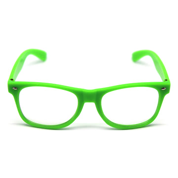 Green Wayfarer Party Glasses with Clear Lens