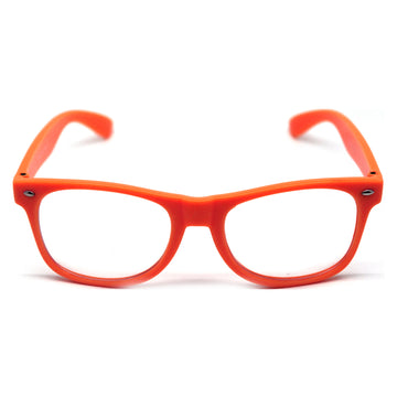 Orange Wayfarer Party Glasses with Clear Lens