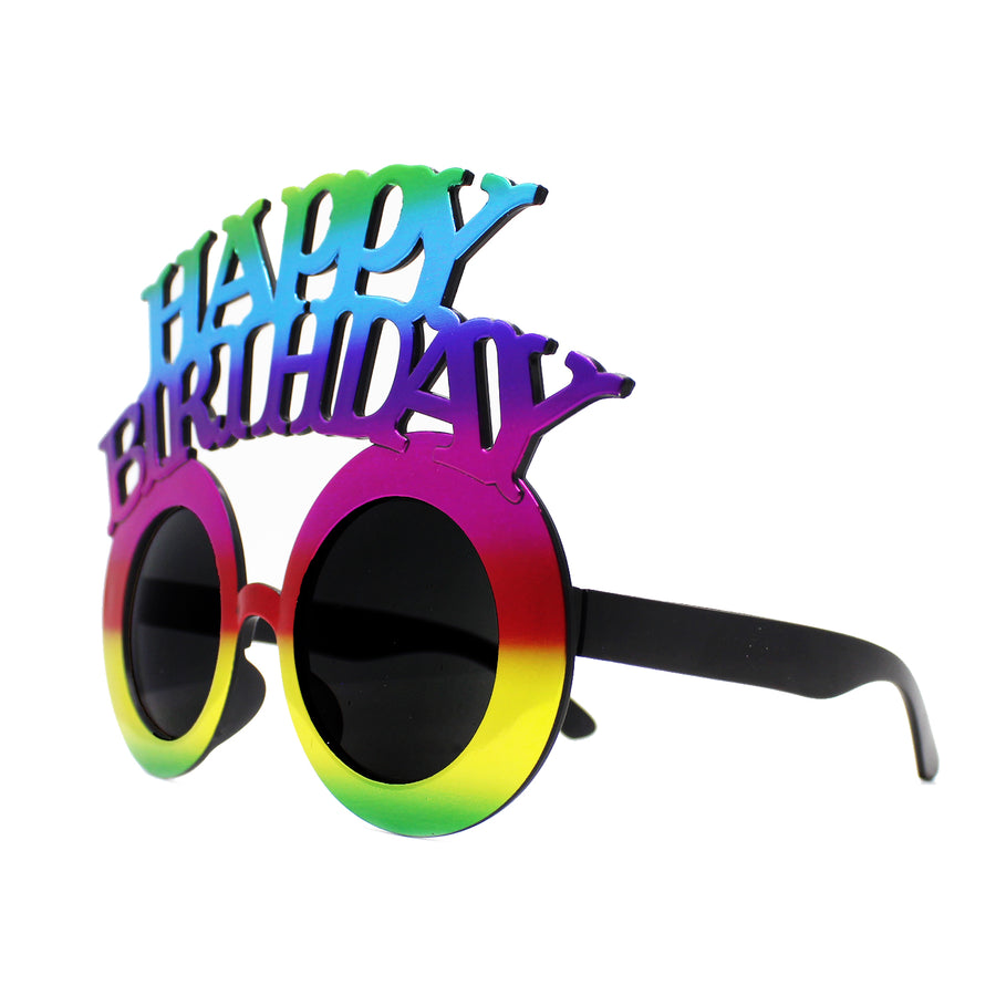 Metallic Rainbow Happy Birthday Party Glasses