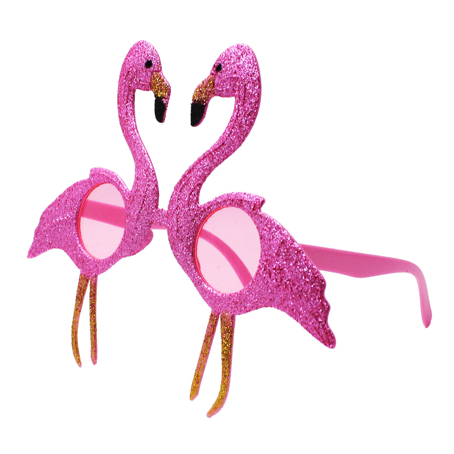 Pink Glitter Flamingo Party Glasses
