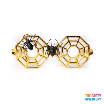 Gold Spiderweb Party Glasses with Spiders