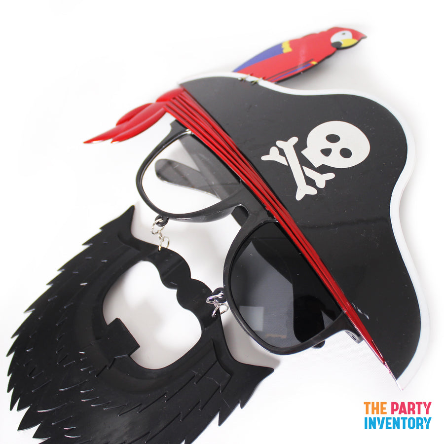 Pirate Party Glasses with Parrot and Beard