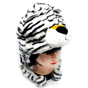 White Tiger Soft Animal Hat