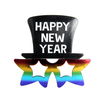 Top Hat Happy New Year Party Glasses (Rainbow)