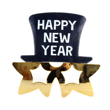 Top Hat Happy New Year Party Glasses (Gold)