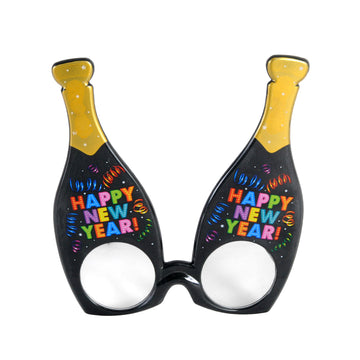 Happy New Year Champagne Bottle Party Glasses