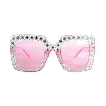 Square Diamanté Party Glasses (Pink)