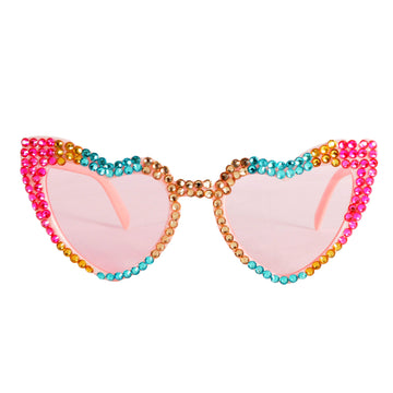 Rainbow Diamanté Heart Party Glasses