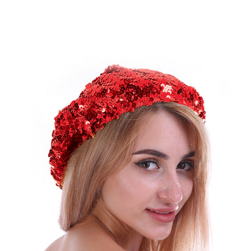 Sequin Beret Hat (Red)