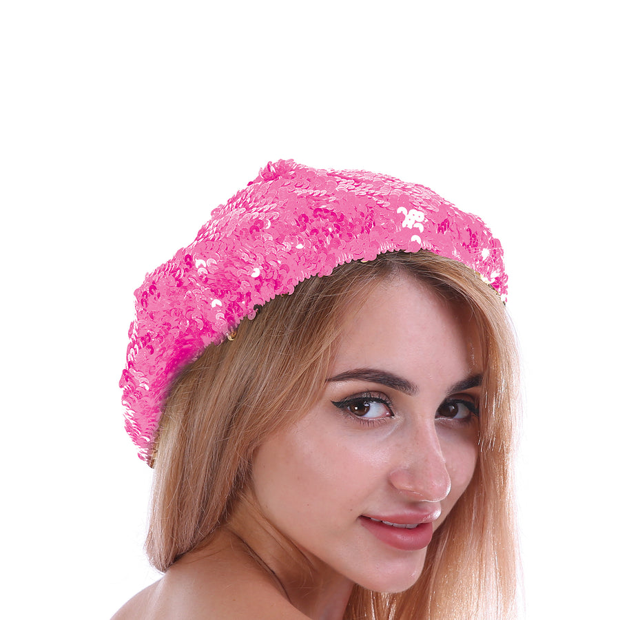 Sequin Beret Hat (Light Pink)
