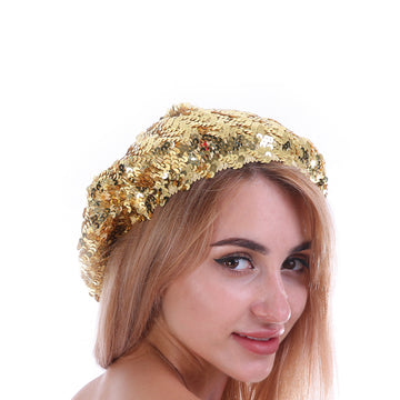 Sequin Beret Hat (Gold)