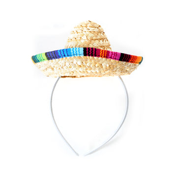 Mini Mexican Straw Hat on Headband