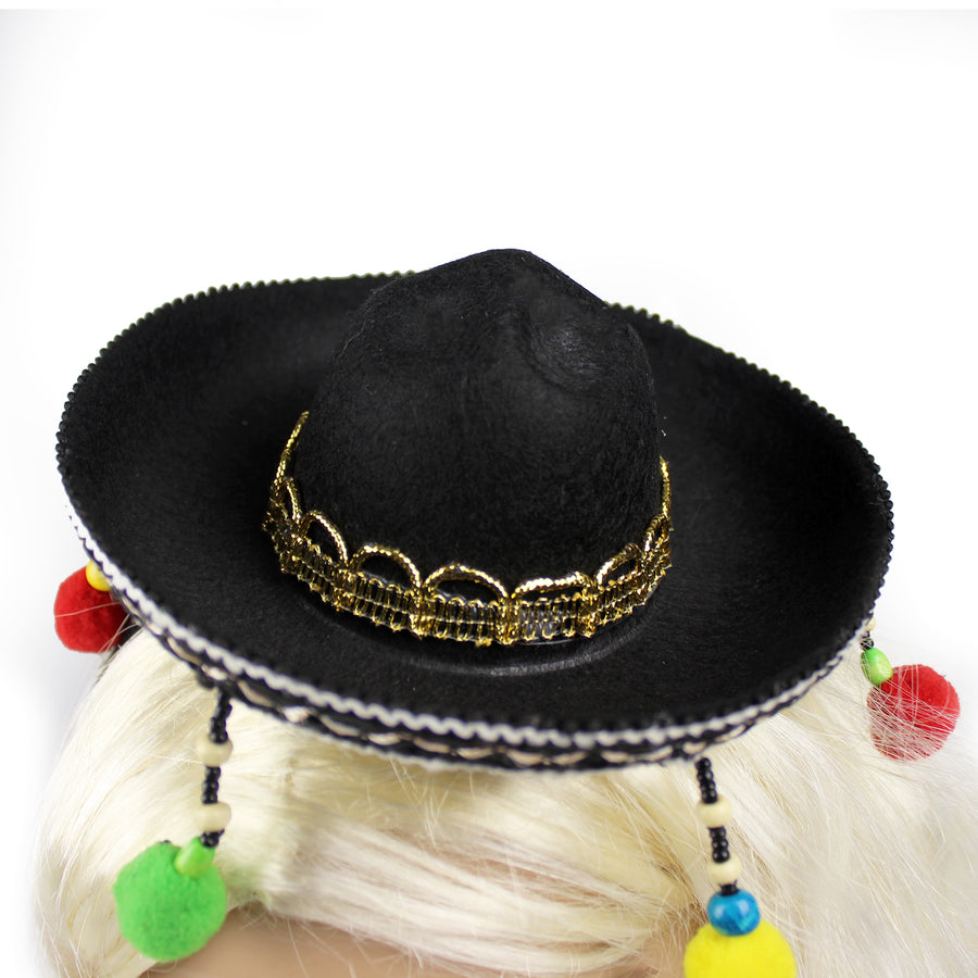 Sombrero Headband with Coloured Pom Poms