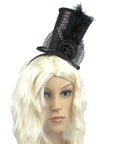 Mini Black Sequin Top Hat Headband