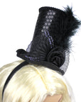 Mini Black Sequin Top Hat Headband