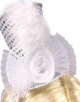 Mini White Sequin Top Hat Headband