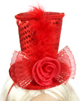 Mini Red Sequin Top Hat Headband