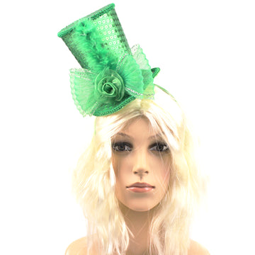 Mini Green Sequin Top Hat Headband