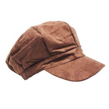 Dark Brown Suede 8 Panel Poor Boy Cap