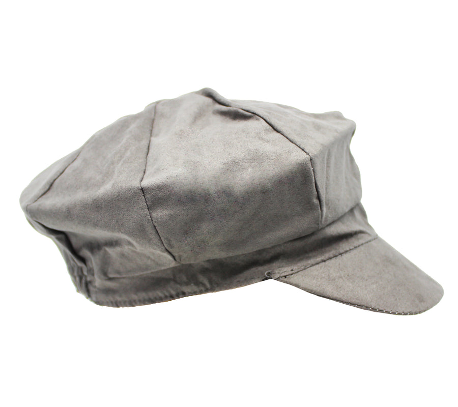 Grey Suede 8 Panel Poor Boy Cap