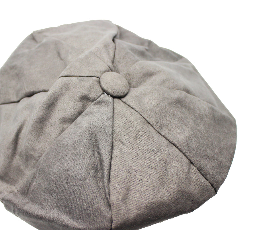 Grey Suede 8 Panel Poor Boy Cap